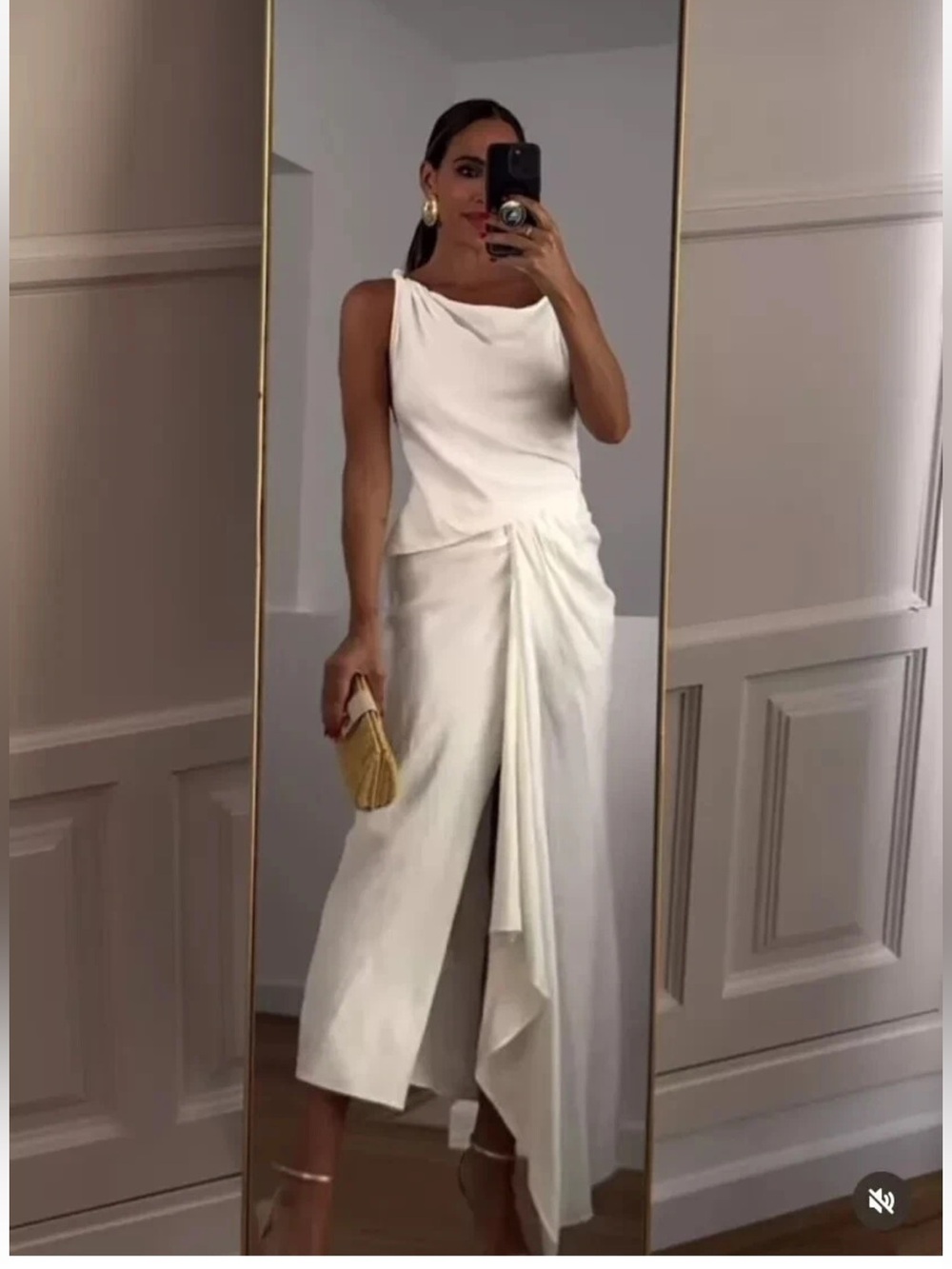 NWT Zara Ivory Draped Maxi Dress - Picture 3 of 6